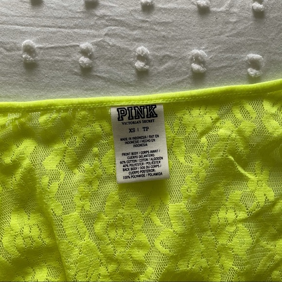 PINK // neon yellow lace-back crop top 💛 - Picture 4 of 5